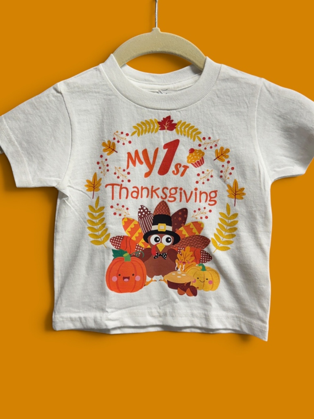 Rabbit Skins Size 2 Toddler My 1st Thanksgiving Turkey Graphic Tee NWOT